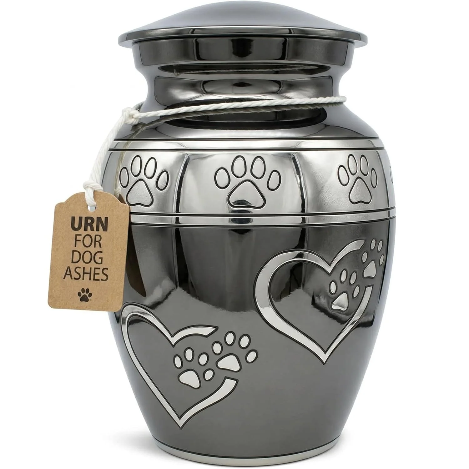 Six Inch Heart Paw Print Pet Urn for Ashes